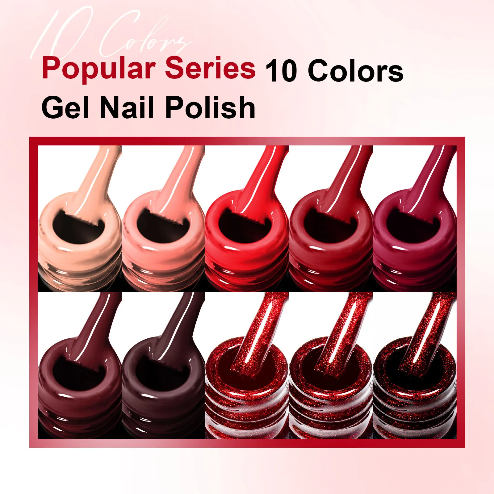 Juego de esmalte de uñas de la serie roja, 11 unidades, TPO HEMA, sin magnético y Color, para decoración de uñas, diseño de manicura DIY, calidad de salón, fácil de aplicar