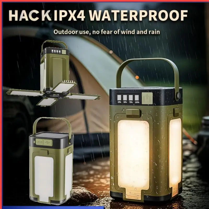 

Multifunctional 4-Leaf Foldable Camping Lantern Solar Rechargeable Flashlight Large Capacity Portable Outdoor Emergency Light