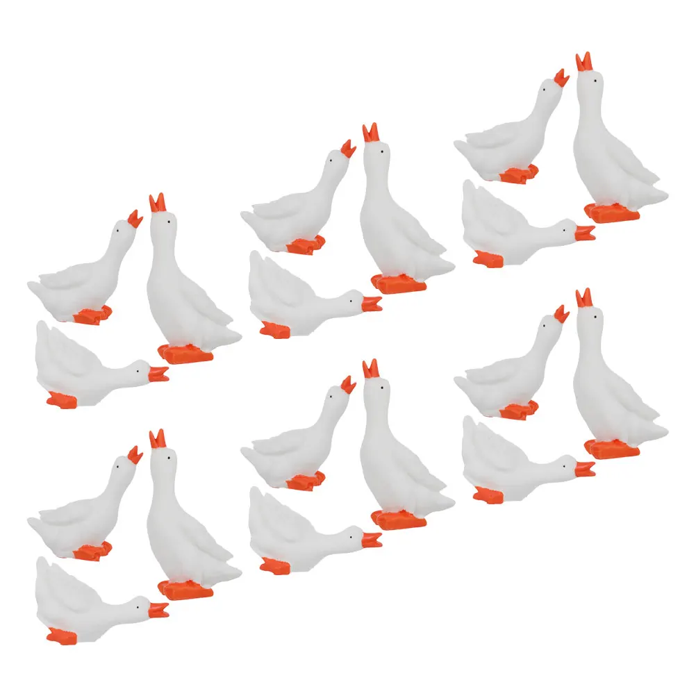 

18 Pcs Miniature Statue of White Goose Decors Cute Swan Flowerpot Garden Water
