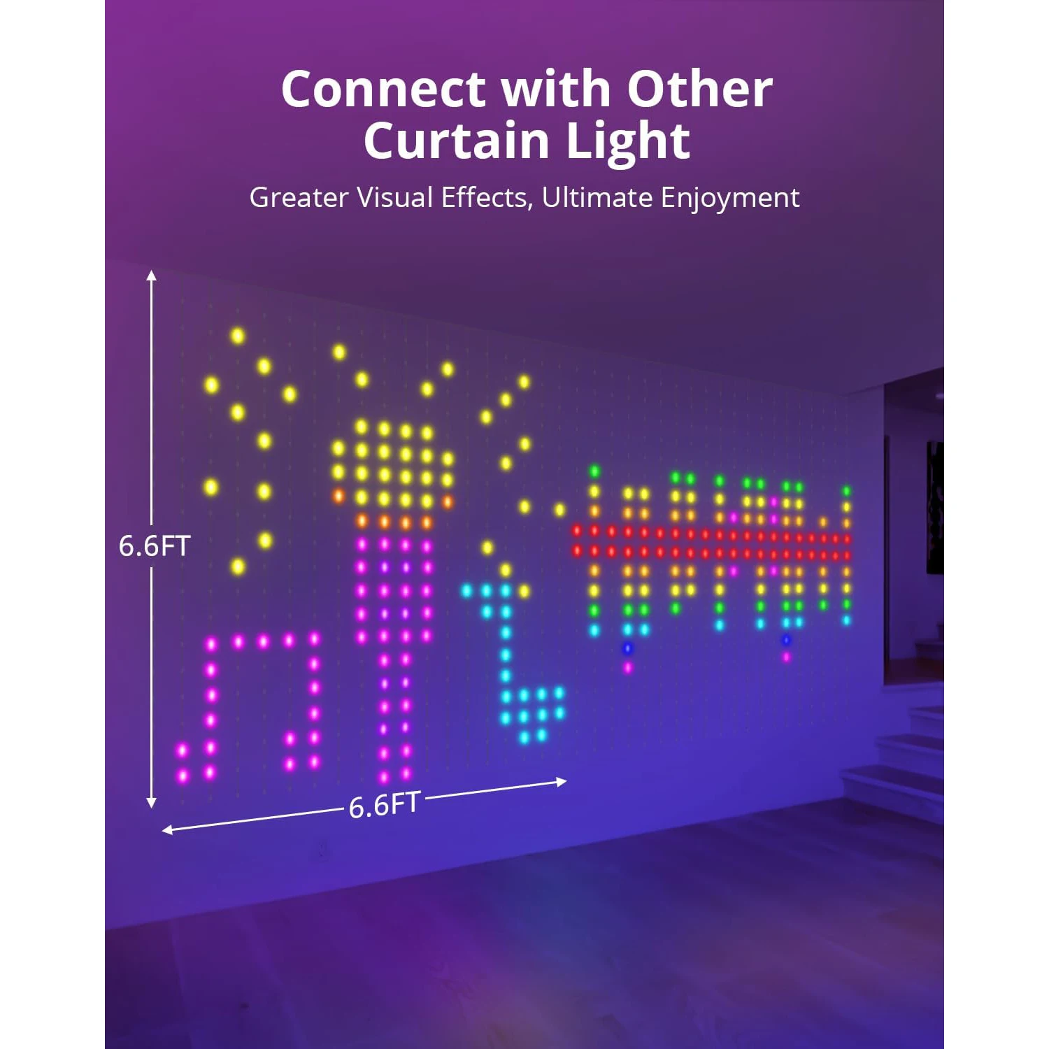 Smart Curtain String Light App DIY Picture Text Led Display Smart LED RGB String Light RGB LED Bluetooth Control Curtain Lights