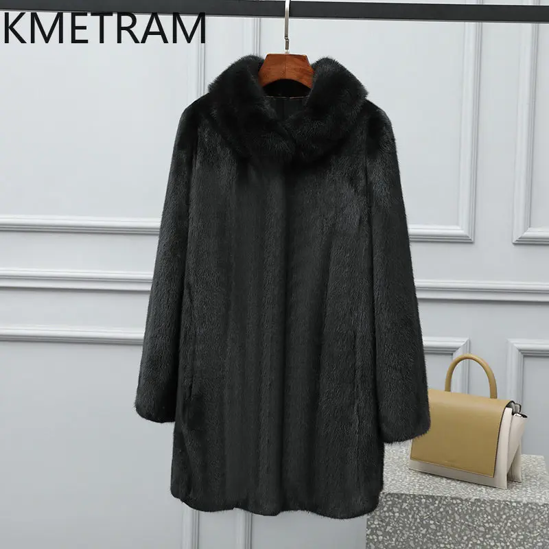 เสื้อแจ็คเก็ตขนมิงค์แท้ 100% สำหรับผู้หญิง คอตั้ง ความยาวปานกลาง เสื้อโค้ทขนมิงค์แท้ ฤดูหนาว 2026 เสื้อผ้าสำหรับผู้หญิง