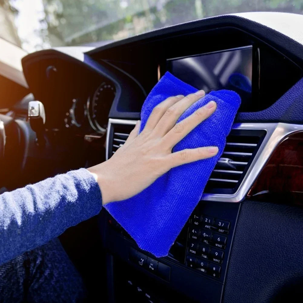 1/100pcs Soft Thicken Microfiber Car Cleaning Towels Quick Drying Windows Mirrors Wiping Rags Home Double Layer Clean Cloths