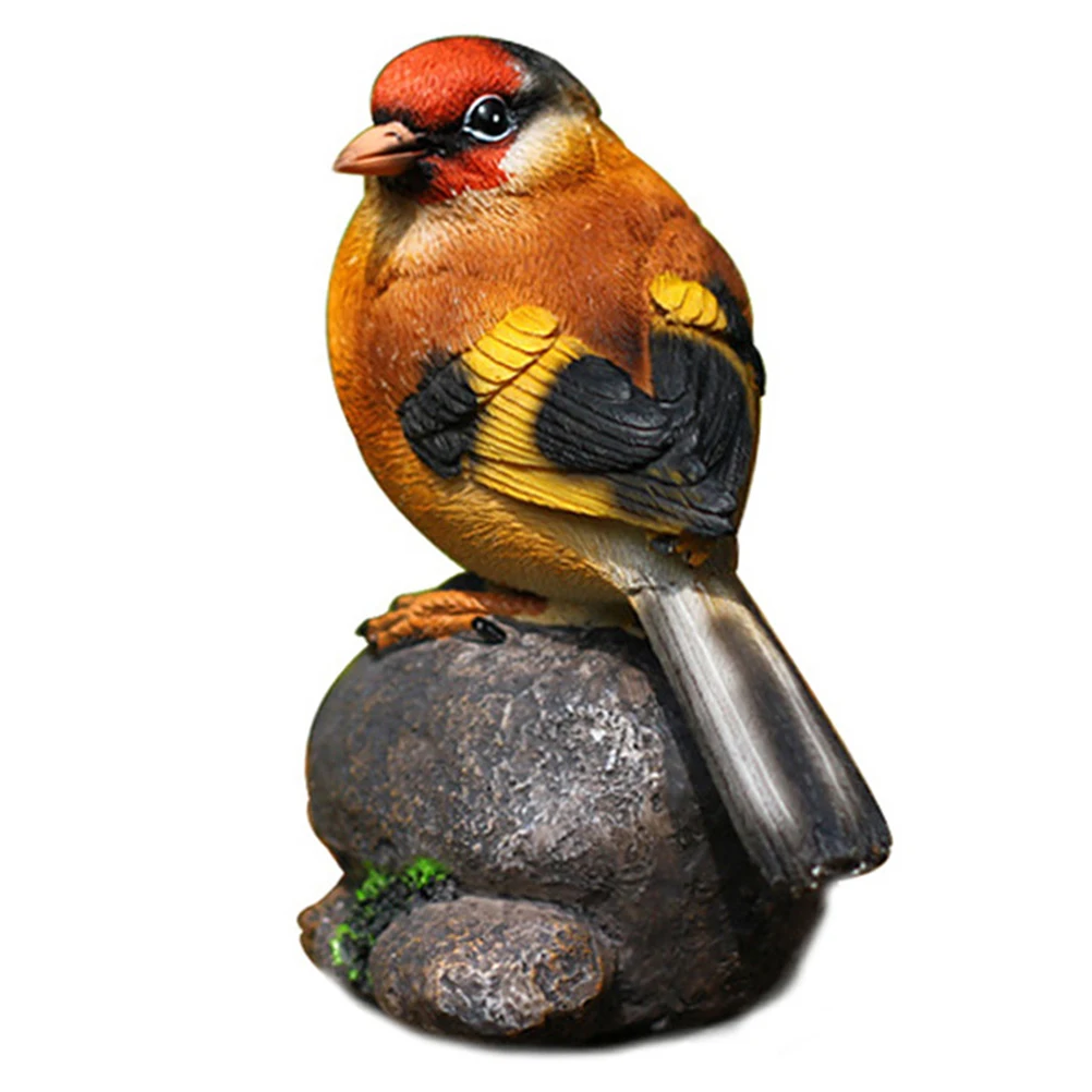 

2Pcs Simulation Bird Decoration Resin Mini Desktop Ornament Garden Home Cabinet Bookshelf Adornment Red Blue Color