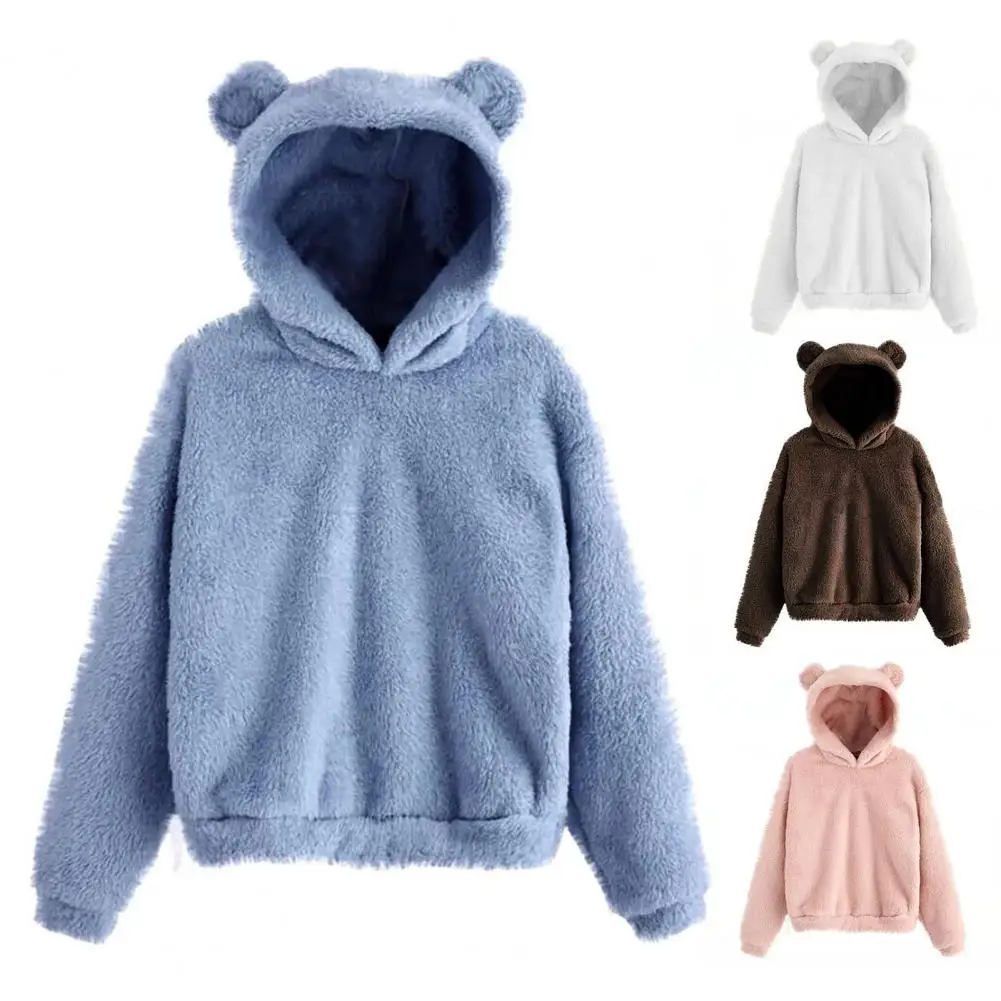 

Hoodie Kawaii Women Hoodies Pullover Harajuku Sweatshirts Oversize Itself Hoody Bear Ears Warm Plush Hooded Ropa Mujer Sudaderas