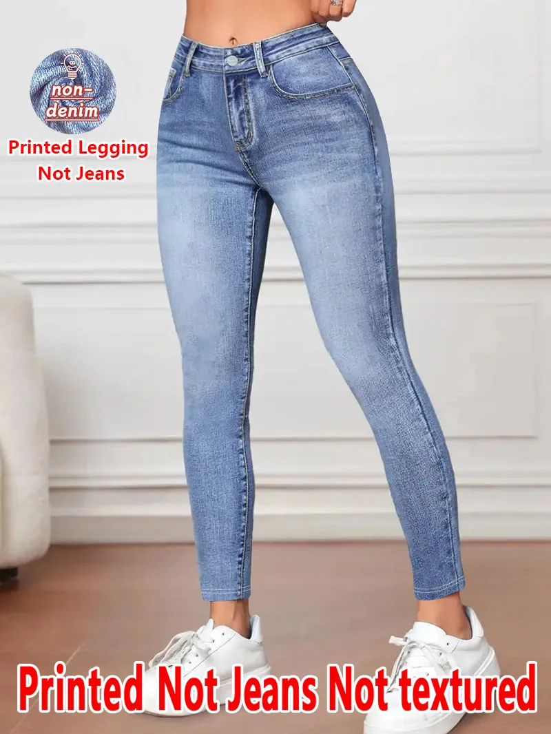 5984 Ladies Printed Tight Pants Non- Denim Fabric Cowgirl Hole Print Base Pants Wearable All Seasons