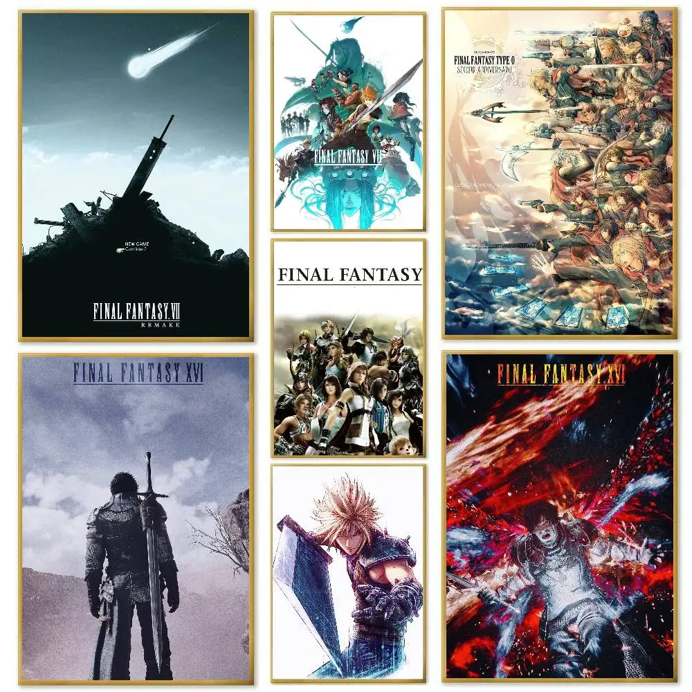Anime Videogames F-FINAL FANTASY Poster Art Sticky Wall Waterproof Home Living Room Bedroom Bar Aesthetic Decoration