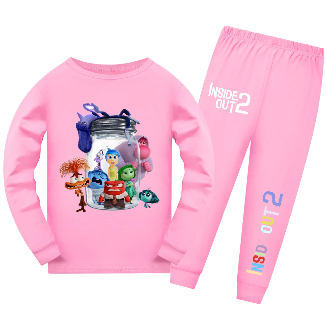 Intensamente2 Kids Pijamas Inside Out 2 Clothes Boys Cartoon JOY SADNESS T-shirt Pants 2pcs Suits Girls Long Sleeve Pajama Sets