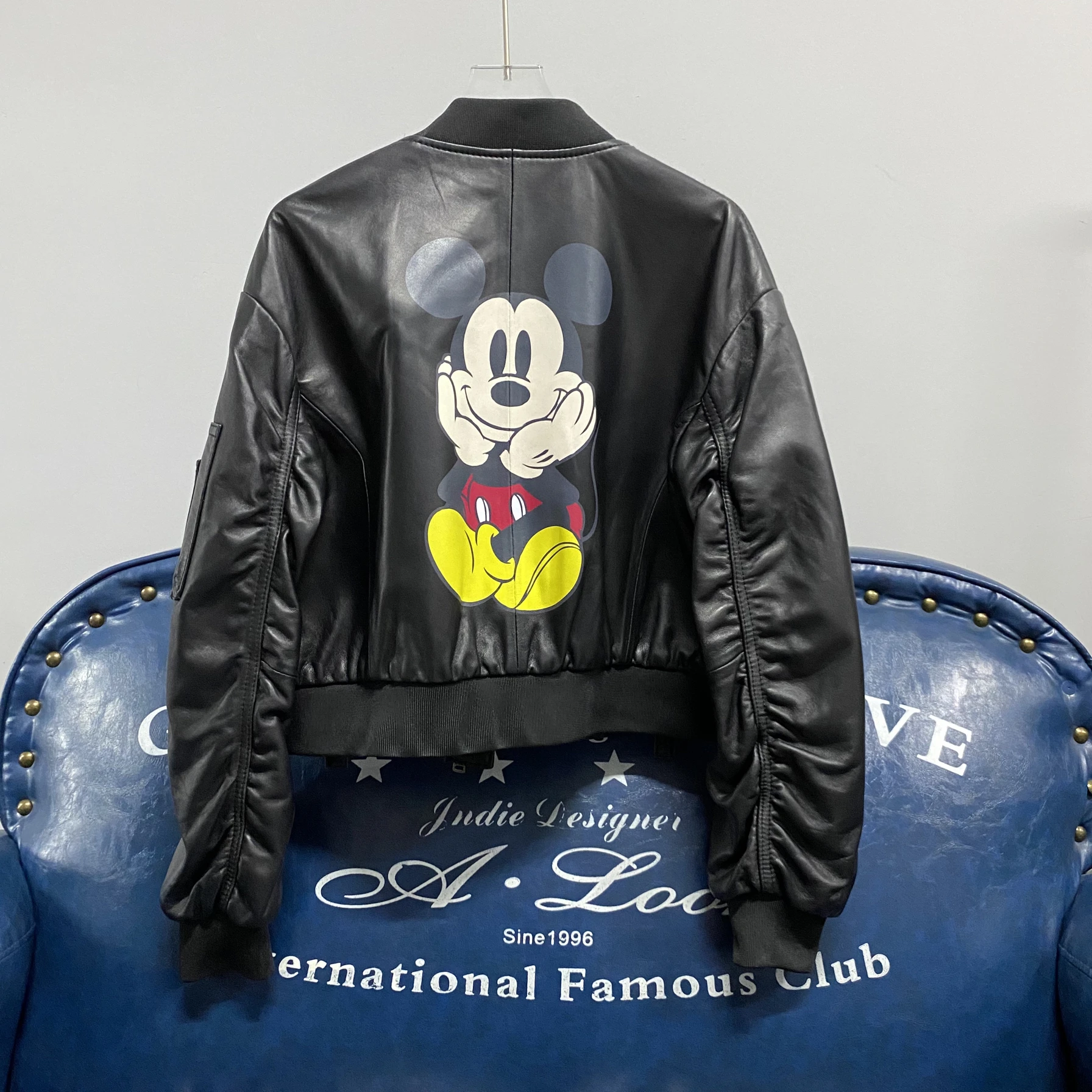 2024 Winter New Sle Women's Genuine Leather Jaet Motorcycle Baseball orm ort Casual Outerwear fiti Design