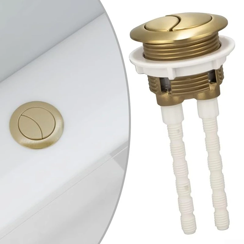 Flush Button Brushed Brass Universally Toilet Dual Flush Button Fit 38mm Cistern Hole, Powerful and Hygienic Flush-A27R