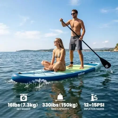 Iatable Stand Up Paddle Board with SUP Accories,Iatable Paddle Boards for Adults & Youth, Anti-Slip EVA Deck,Wide ,Dual