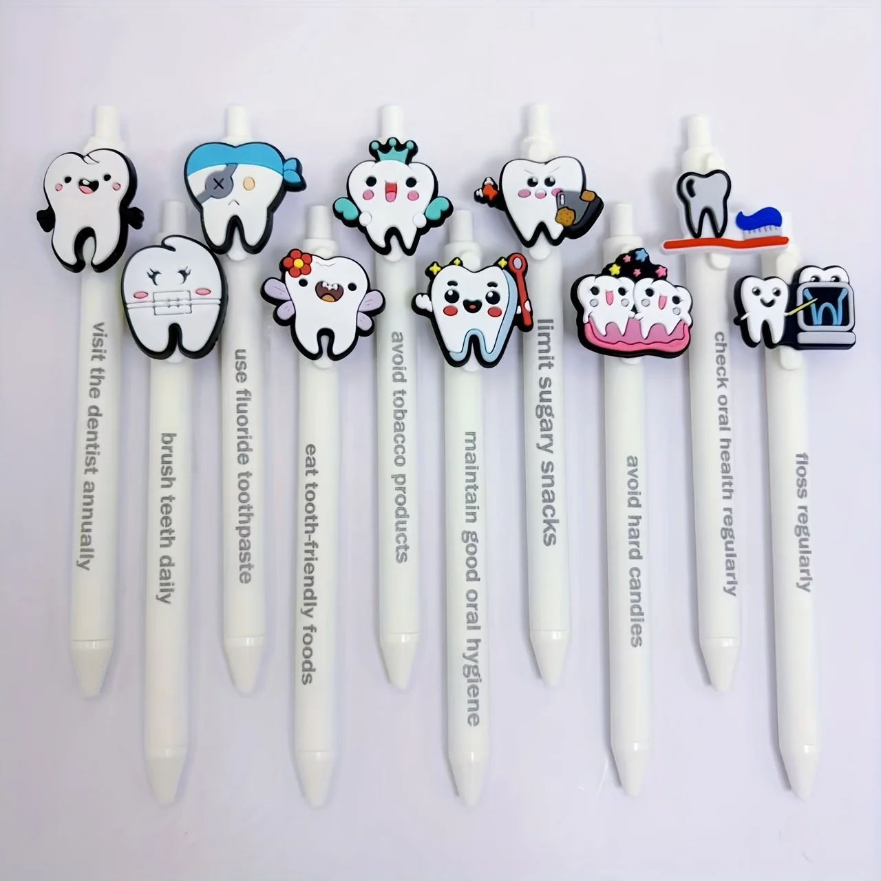 

5Pcs/10Pcs Tooth Series Pen Tooth Care Series Ballpoint Pen Black Ink Quick-Drying Pen