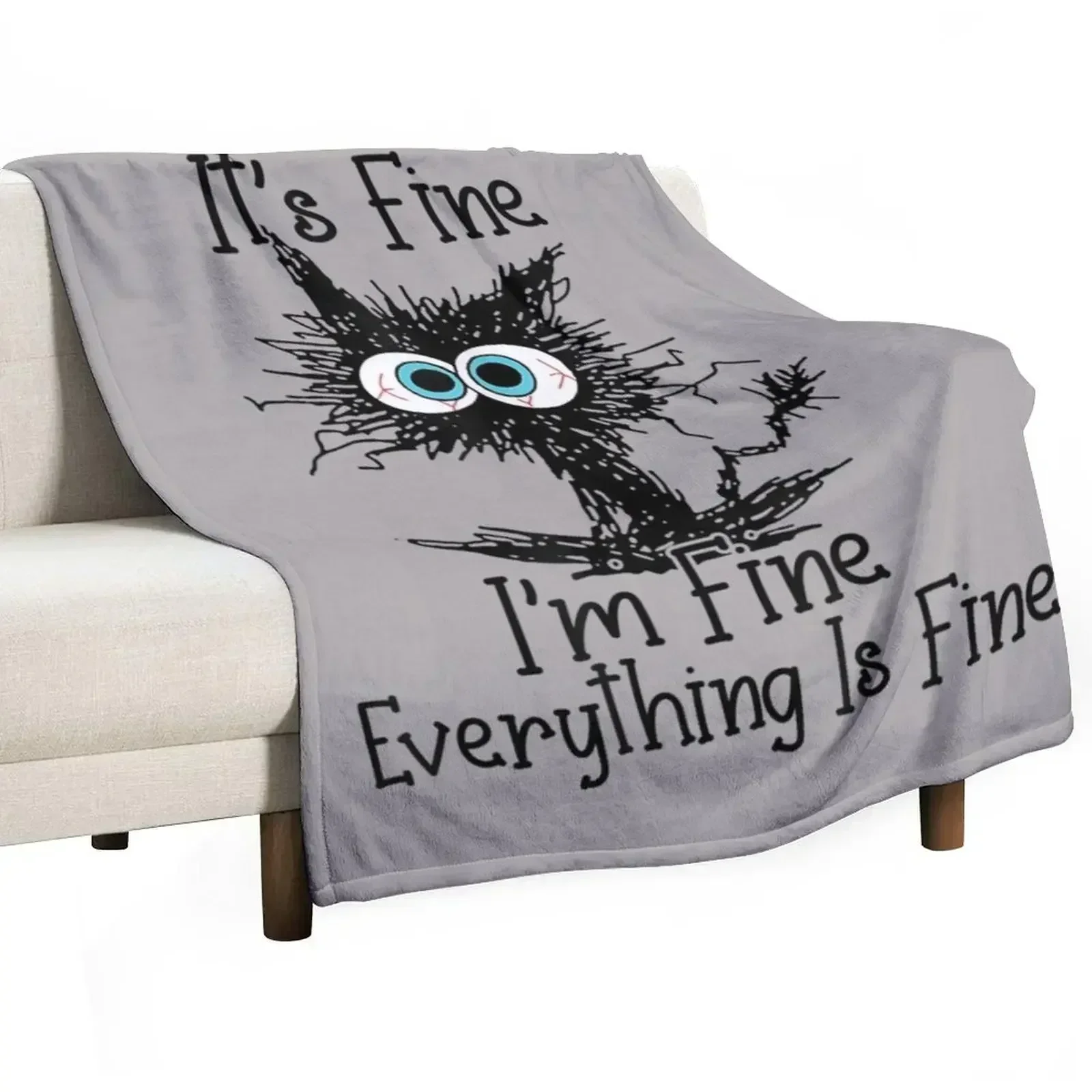 It's Fine I'm Fine Everything Is Fine Funny cat Throw Blanket halloween Picnic Decorative Throw Giant Sofa Warm Blankets