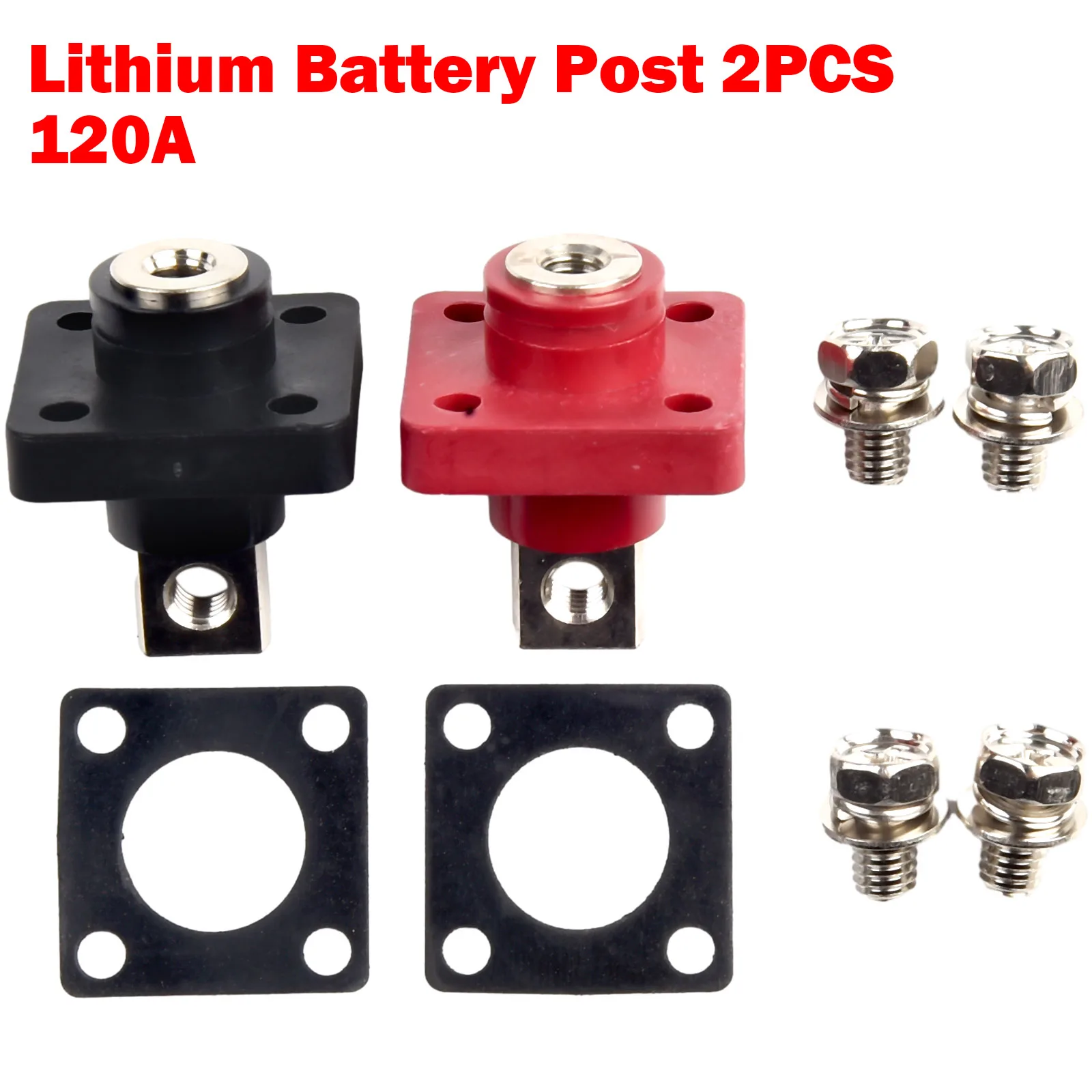 2Pcs All-Copper Connectors Terminal Post Lithium Battery Energy Storage Terminal Battery Connector 120A 150A 200A Without Cover