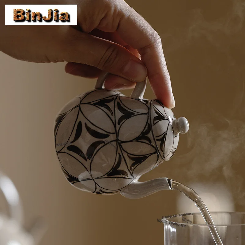 100ml Powder Yin Blue-and-white Teapot Handmade Tea Infuser Pot Tea Brewing Kettle With Filter Chinese Tea Set Ornaments Gifts