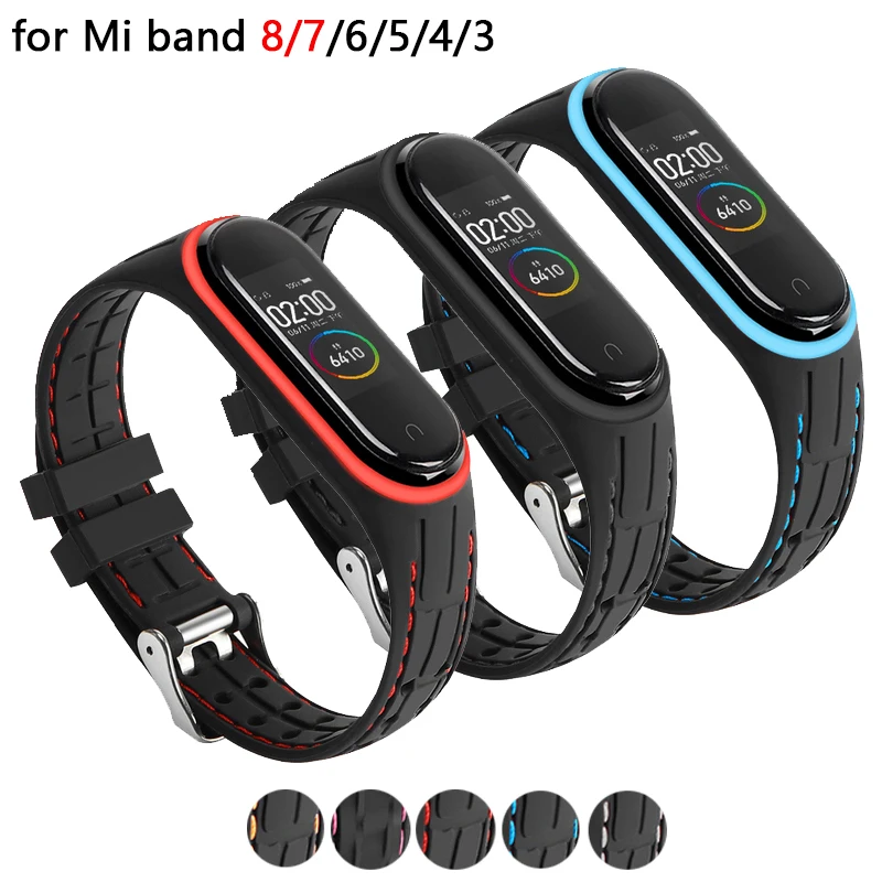 Armband für Mi Band 8, 7, 6, 5, 4 – Sportliches Silikonarmband für Xiaomi Mi Band 3, 4, 5, 6, 7 – Modisches Smartwatch-Armband, Ersatzarmband