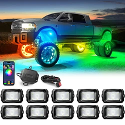 MICTUNING 10 Pods C2 Extensible RGB+IC LED Rock Lights Kit DIY Effect With Wireless Bluetooth APP Control For Truck Motorcycle