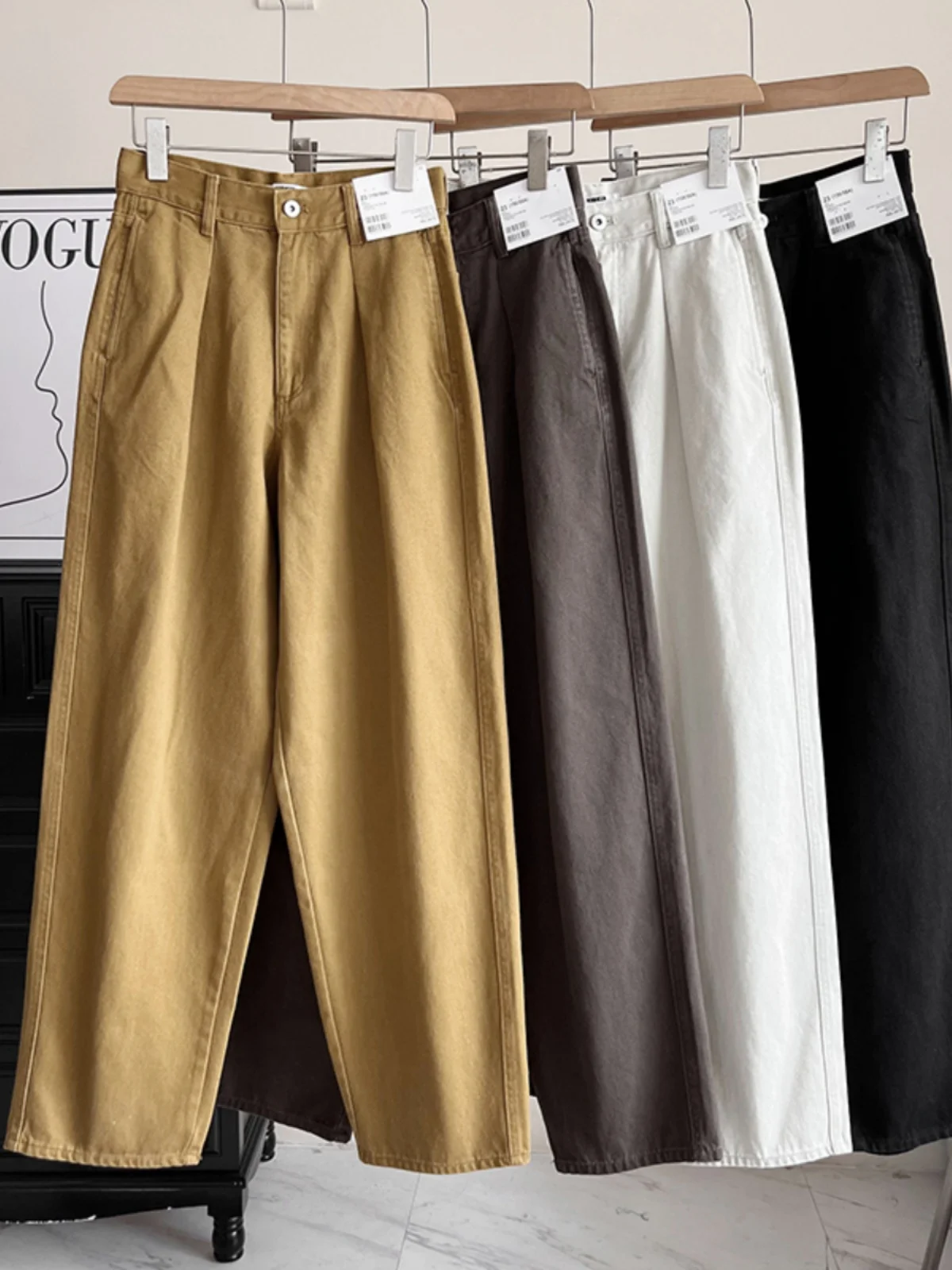 

High Waist Wide Leg Mom Jeans Women's Try Room Retro Straight Cut Cotton Denim Trousers Long Pants Autumn Faion Ladies