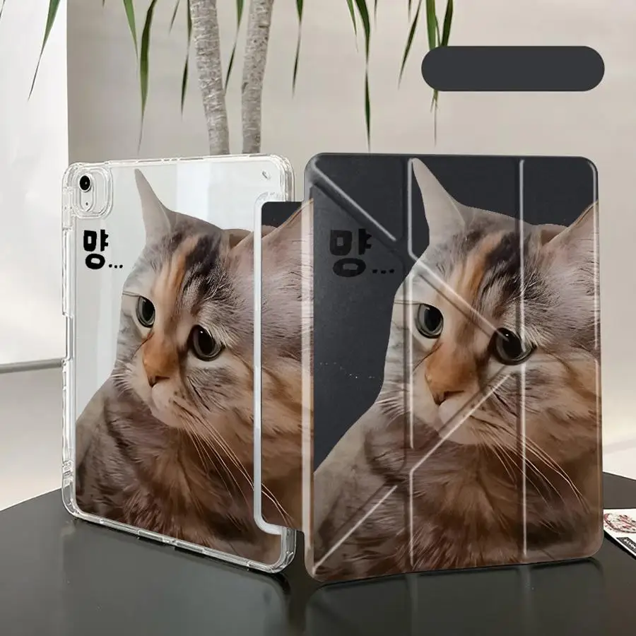 

Injured Cat Y-Fold Holder Cover Tablet Case For iPad Pro 11th 10th 9th 8th 7th 12.9inch Mini 6 7 Air 4 5 M3 M2 1 2 M4 11inch Pro