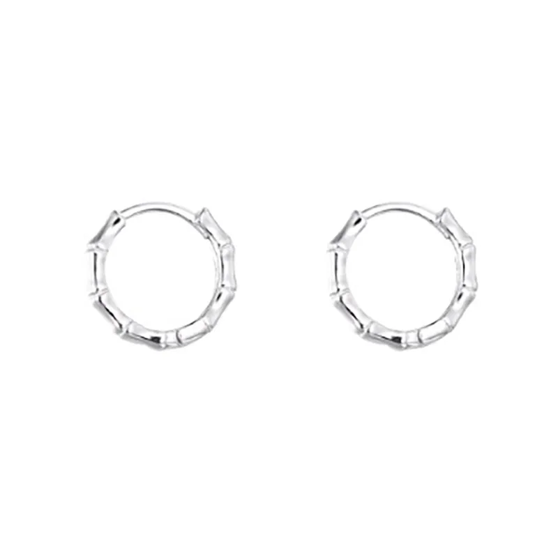 925 Sterling Silver Jewelry Mini Bamboo Joint Hoop Earrings for Women Wedding Party Jewelry For Girls Friend Gift