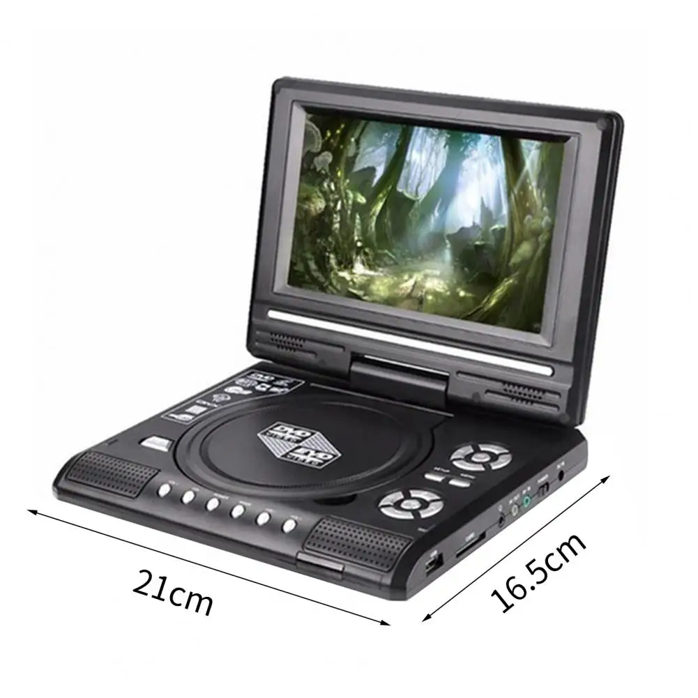 7.8 Inches DVD Player High Clarity Rechargeable USB Port 180 Degree Rotation LCD Widescreen Portable EVD Video Player for Home
