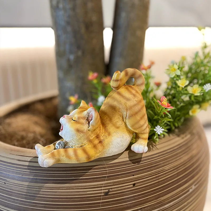 

Garden Decoration Resin Crafts Home Accessories Creative Fun Animal Kitten Ornament