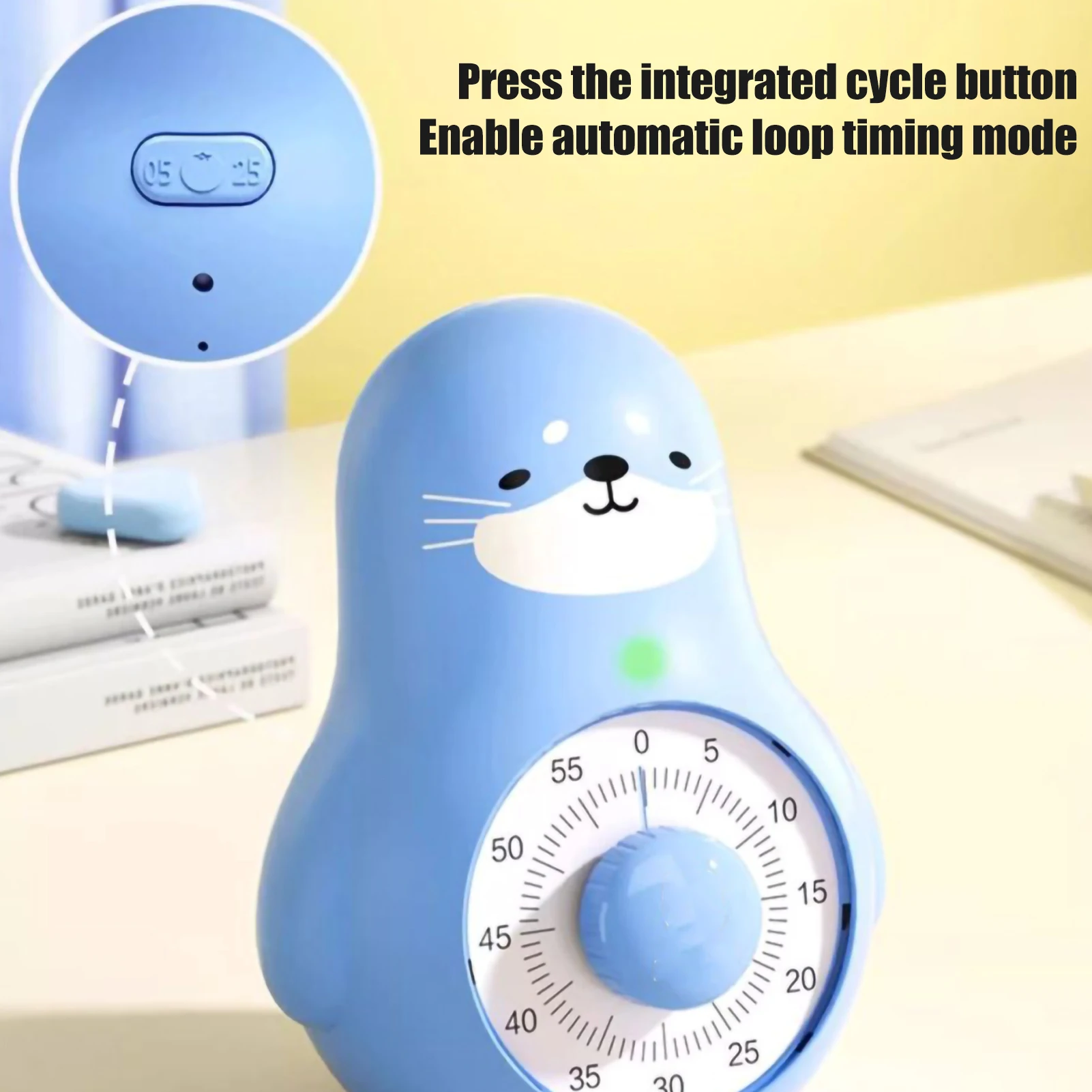 Cute USB Rechargeable Visual Timer 60 Minutes Productivity Non-Distracting Time Management Tool for School Learning Kitchen Task