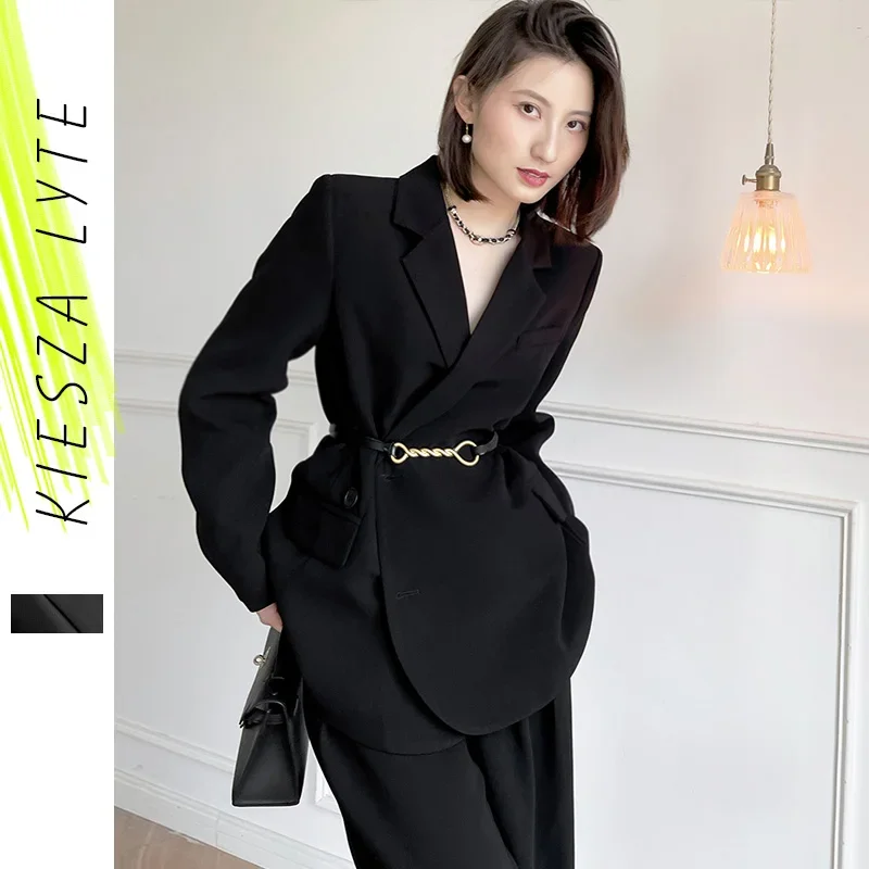 

Black Pants Suit Fashion Office Lady 2024 New Autumn Leisure Casual Black Two-piece Suit Female Sets