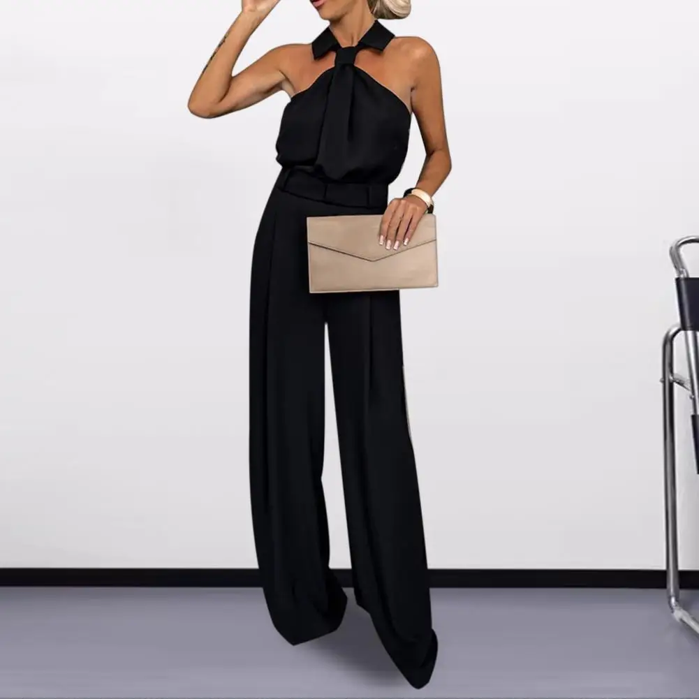 Dames Jumpsuit Met Wijde Pijpen En Wijde Jumpsuit Met Een Stijlvolle Zomerjumpsuit Voor Dames En Een Halterhals Off-Shoulder Ontwerp Voor Vakantie