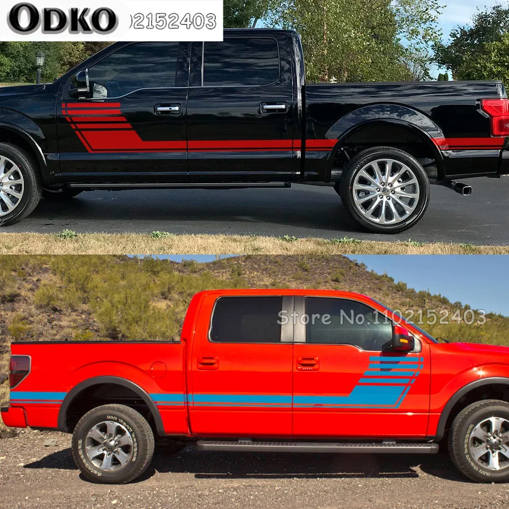 

2 шт. автомобильные наклейки для Ford F150, боковая юбка на дверь, полосы, наклейки, графика для грузовика, виниловая декоративная крышка на заказ, авто аксессуары «сделай сам»