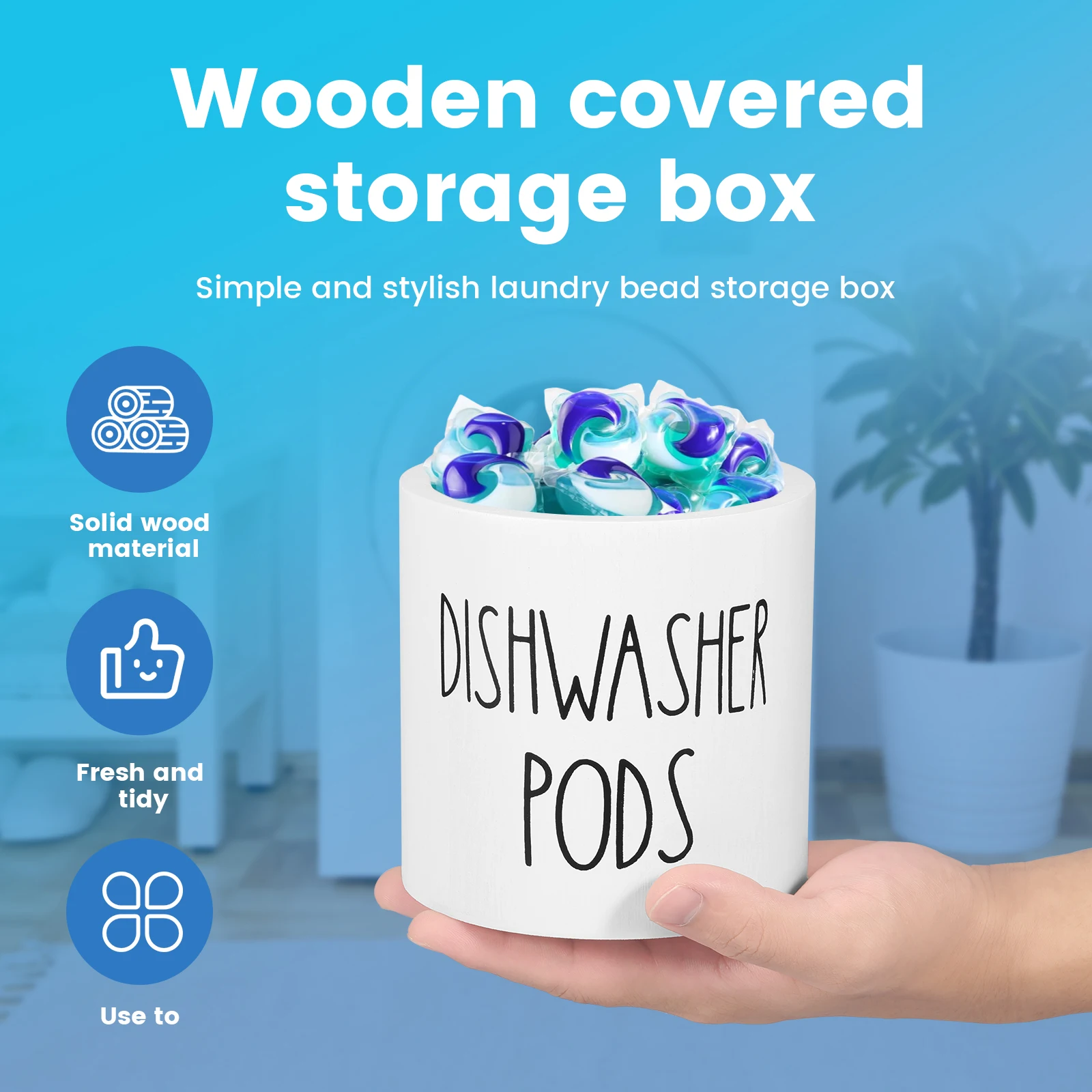 Laundry Pods Container with Lid Stylish Dishwasher Tablet Container Dishwasher Storage Box Holds Sealed Scent Beads Organizer