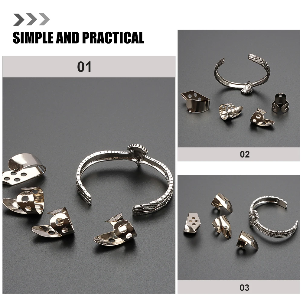 

Silver Bracelet Metal Electric Guitar Picks Finger Fingertip Protector Thumb Set