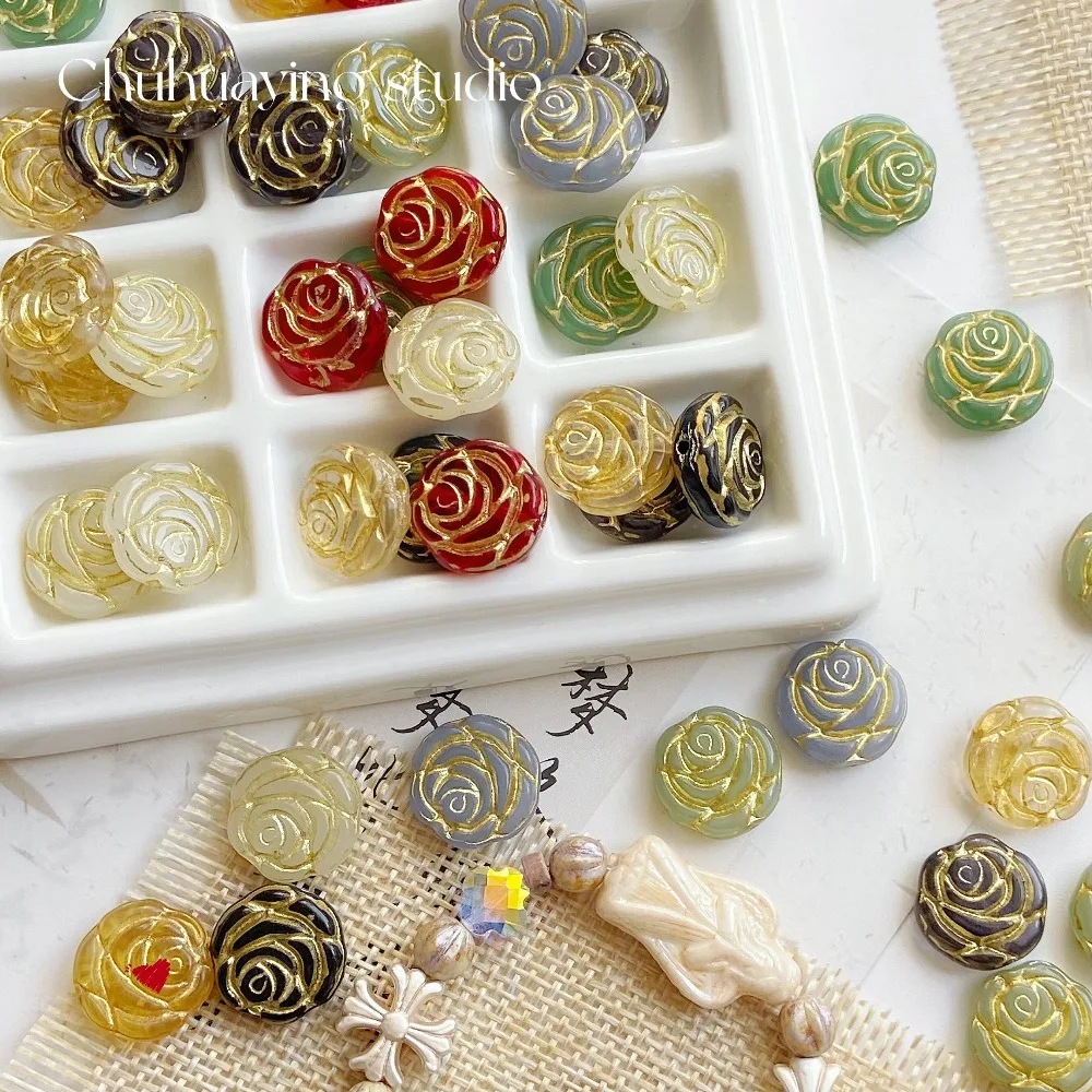 

20 шт. глазурованных бусин в форме цветка для изготовления украшений, браслетов, ожерелий, сережек, аксессуары для рукоделия, стеклянные бусины, 14 мм