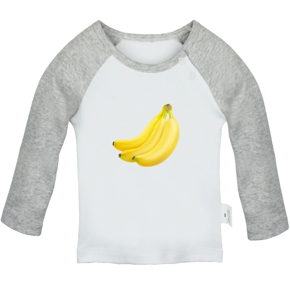 Sweet Fruit Bananas Printed Graphic Cute Baby T-shirts Kids Long Sleeves Tees 0-12M Infant T shirt Boys Girls Tops Clothes