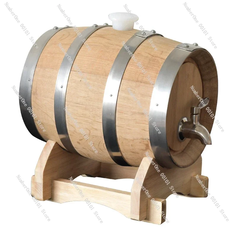 Oak Barrel with Faucet, Small Household Wine Storage