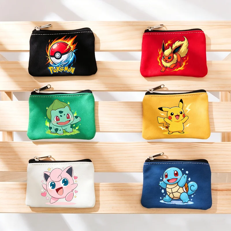 

Pokemons Coin Purse Oxford Cloth Zipper Mini Pouch Cute Anime Cartoon Key Storage Bag Pikachu Gengar Fashion Light Wallet Gift