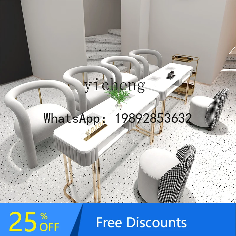 AA  vacuum cleaner with socket manicure table and chair set single and double three-person rock slab manicure table