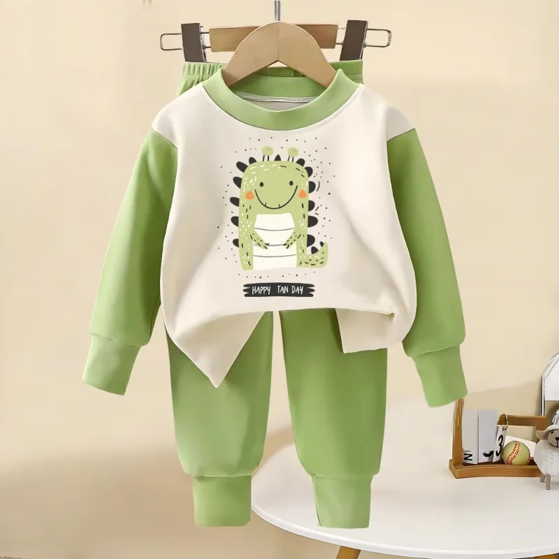 Herbst-Winter Jungen- und Mädchen-Mode Langarm-Heimkleidungssets Kinder Weiche Unterwäsche Anzug Kinder-Pyjamas Schlafanzug – Detail 2