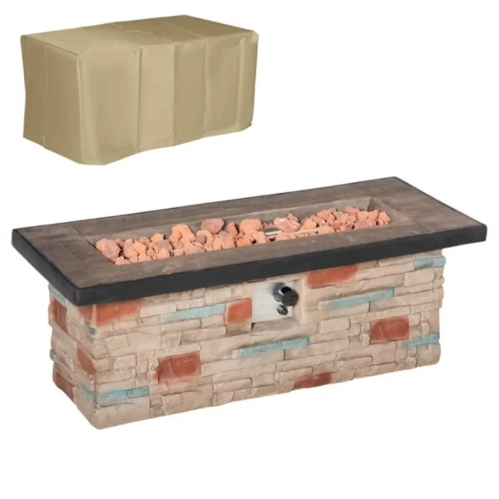 Fire Pit Table Rustic stone design outdoor table fire pit -50000 BTU CSA certified burner heat resistant for added security Edge