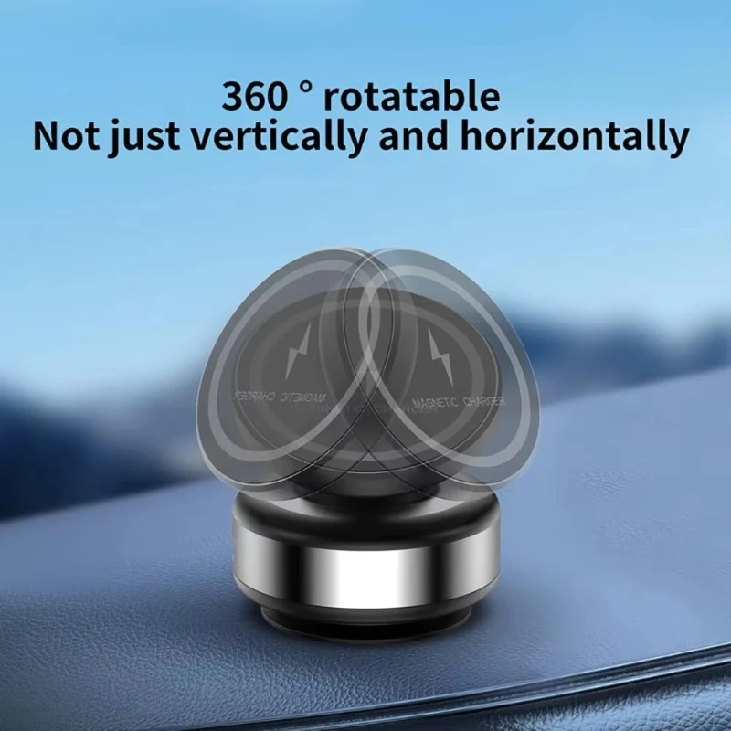 Car Wireless Charging Vacuum Phone Holder 360° Rotating for All Magnetic Function Phones
