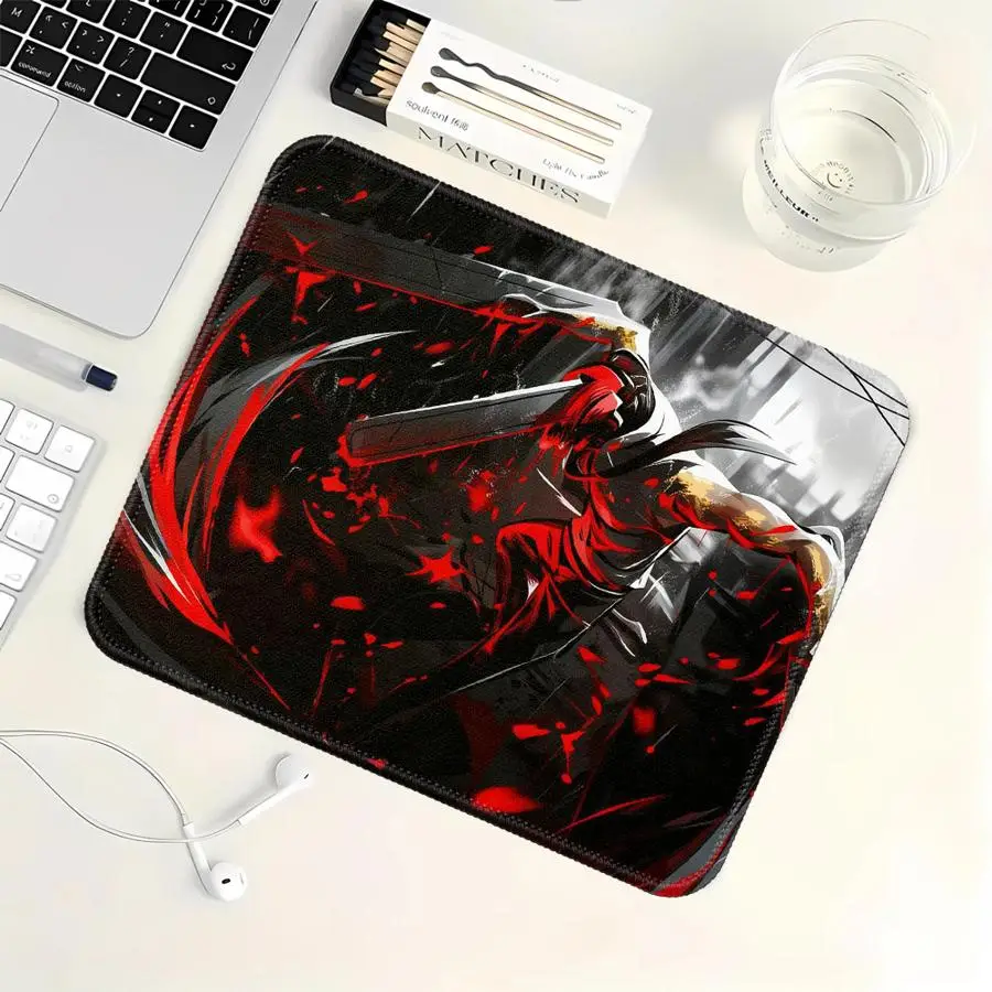 

Red Black Warrior- Mouse Pad office Pad Game Console Pad Keyboard Computer Laptop Pad overlock Desk accessories rubber
