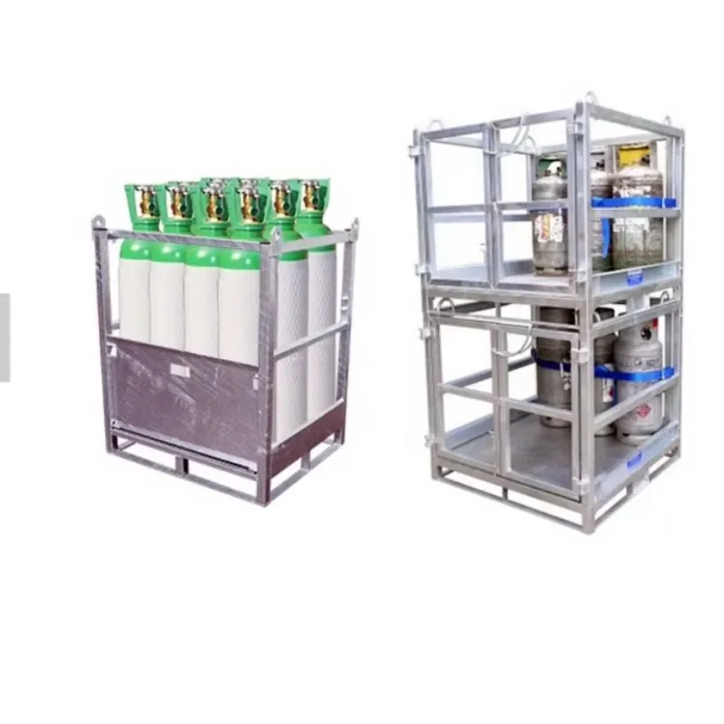 

Forklift metal storage cage for transport, stackable cylinder cages