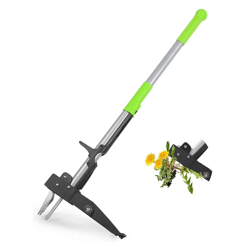 Telescopic extractor 39 inch long handle adjustable garden tools standup weeding 4 clawsgrass remover