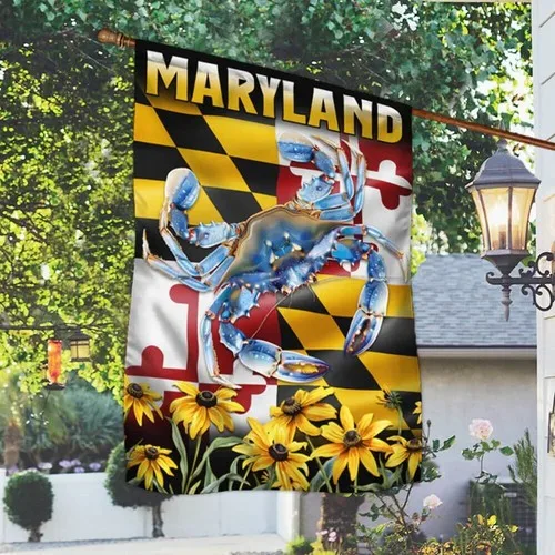 Maryland Blue Crab with Black-Eyed Susan Flowers Flag Graden Flag GJN EEN AAL HHM WZZ yyi