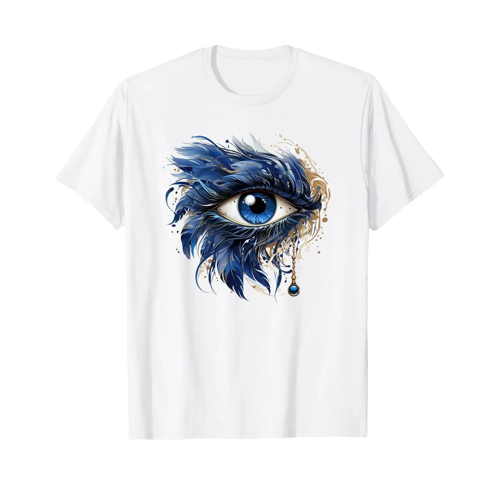 Blue eye Nazar Horus all seeing charm evil protect T Shirt vintage Washed Casual graphic Stretched Stylish Soft Versatile