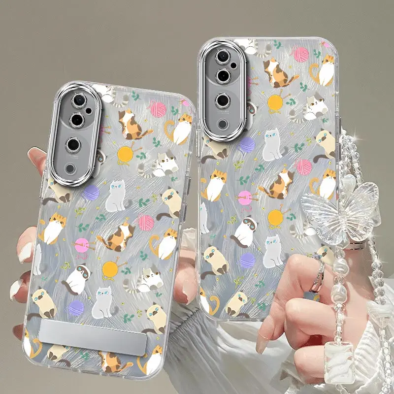 

V40 Colorful Cat Bracelet Holder Phone Case For Vivo V40 V30E Y20T Y20A Y15A Y17S Y20i Y20 Y15 Y20S Y20G Y17 Y15S Cover
