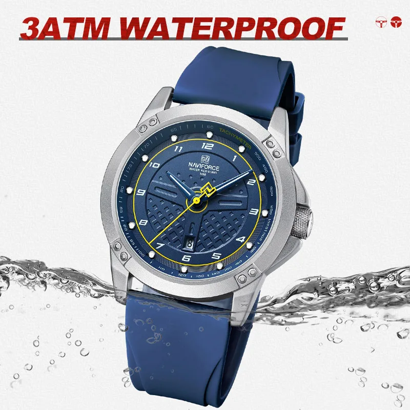 

NAVIFORCE 8031 Mens Watch Waterproof Quartz Watches Silicone Strap Luminous Date Sports Top Quartz Watch for Men Reloj Hombre