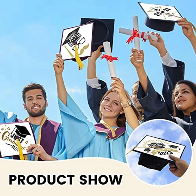 Piastra di trasferimento di calore per topper per laurea in bianco a sublimazione completa, decorazioni per topper per cappelli da laurea adesivi in MDF per forniture per feste