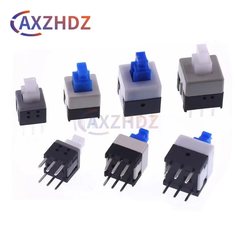 

10PCS 6Pin Self Lock/No Lock 5.8*5.8mm 7*7mm 8*8mm 8.5*8.5mm Push Tactile Power Micro Switch DPDT Mini Button Switches 7×7 8×8