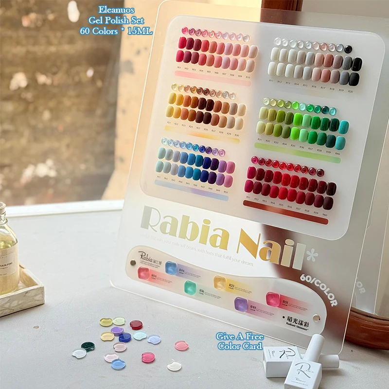 Rabia 60 Colors Solid Candy Color Gel Nail Polish Soak Off UV LED Nail Gel Translucent Dreams Series for Nail Art Salon Manicure