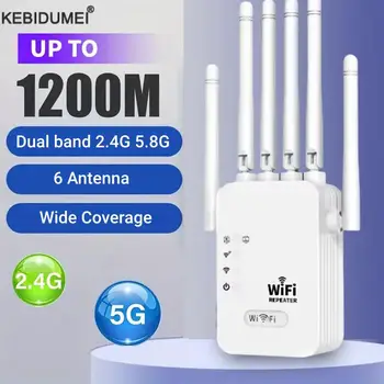 1200 Mbps Kablosuz WiFi Tekrarlayıcı 2.4G 5.8G Sinyal Yönlendirici 802.11N Uzun Menzilli Kablosuz WiFi Genişletici Amplifikatör WIFI Güçlendirici